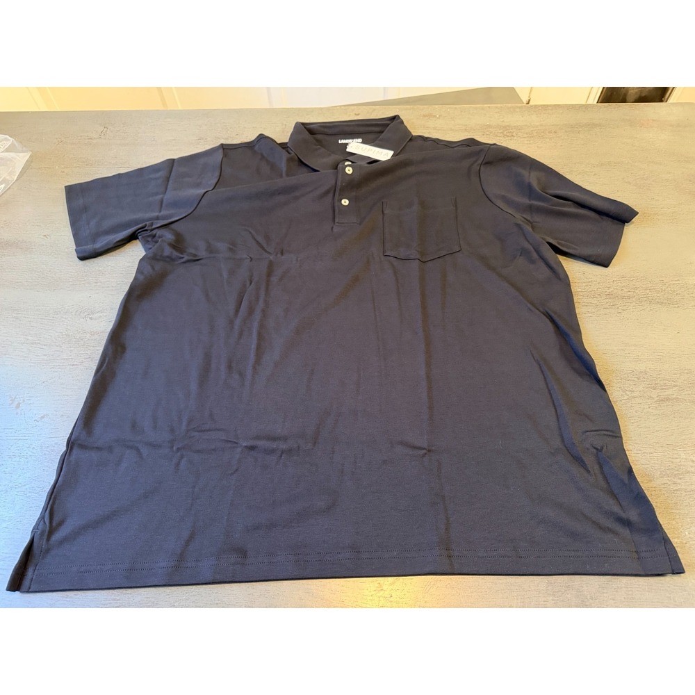 NWT black LANDS END SUPIMA polo shirt size Plus XXL 50-52